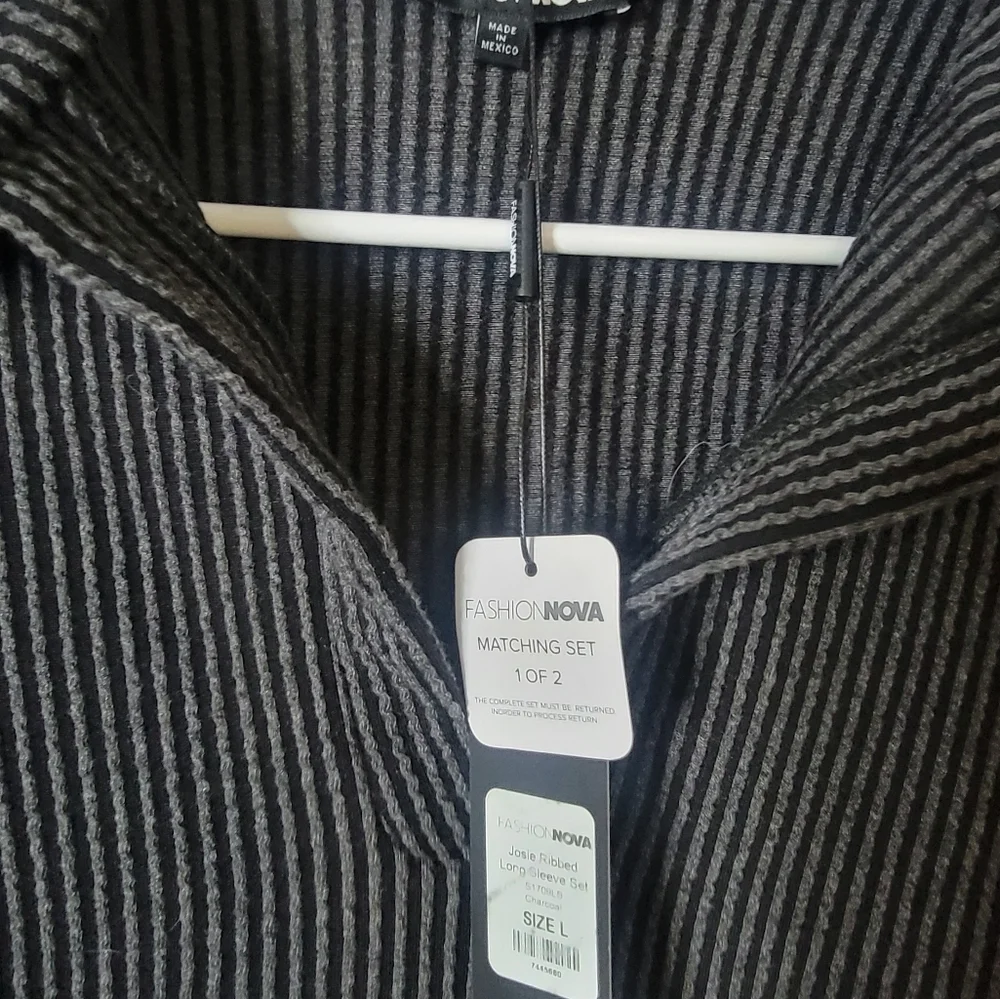 NWT Fashion Nova DarckGray Ribbed Knit Two-Piece Set - Picture 7 of 8